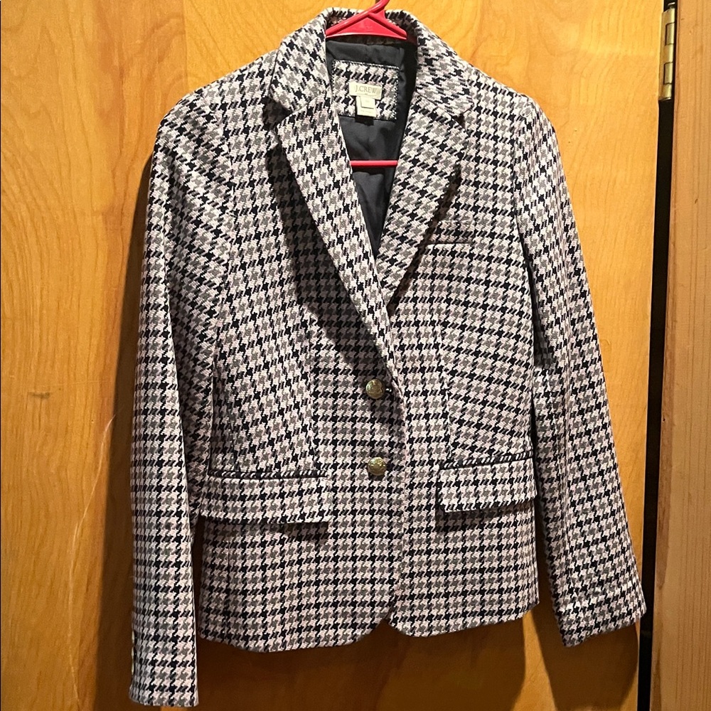 J. Crew Black and lavender Houndstooth Blazer